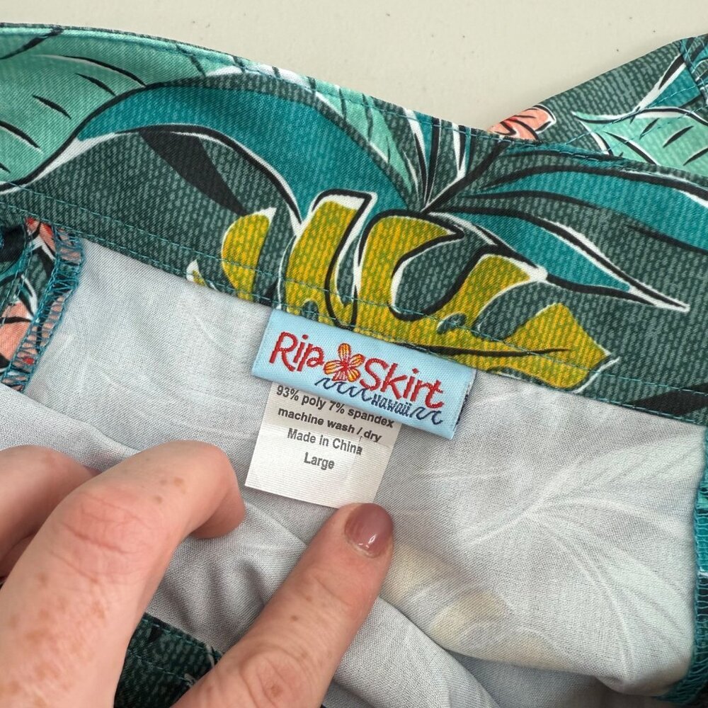 RipSkirt Hawaii Floral Palm Leaf Wrap Stretch Quick Dry Skirt Womens size Large - Picture 2 of 6